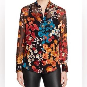 Alice + Olivia | Belle Oversized Silk Blend Tunic In Multi Floral